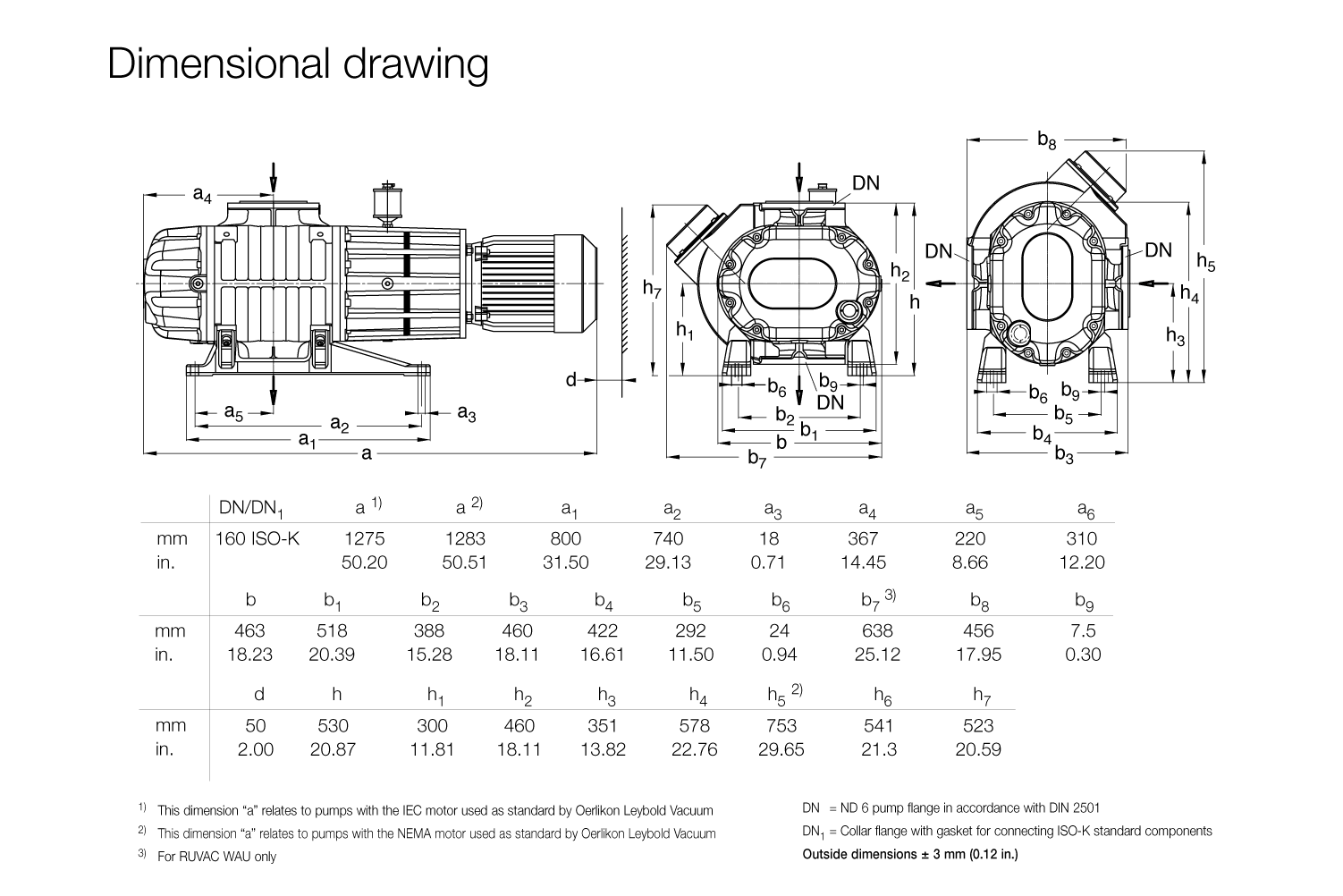 萊寶羅茨泵WA2001|RUVAC|萊寶羅茨真空泵WA2001尺寸圖